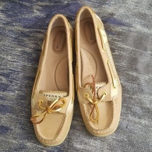 Gold and Tan Sperry Topsiders